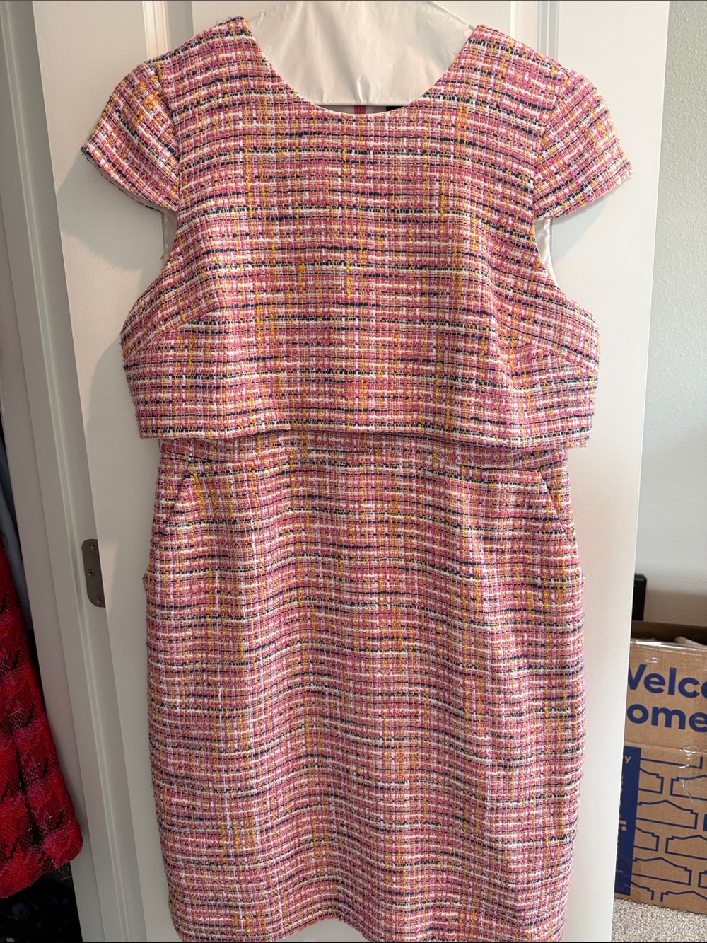 J. Crew Pink Tweed Sheath Dress